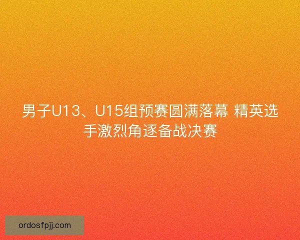 男子U13、U15组预赛圆满落幕 精英选手激烈角逐备战决赛