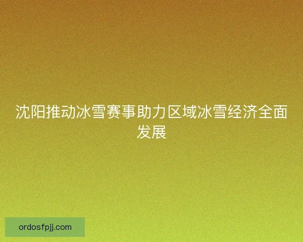 沈阳推动冰雪赛事助力区域冰雪经济全面发展