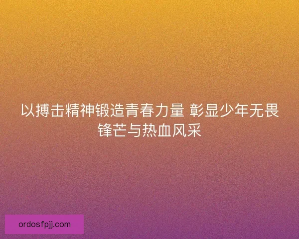 以搏击精神锻造青春力量 彰显少年无畏锋芒与热血风采