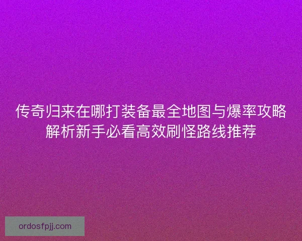 传奇归来在哪打装备最全地图与爆率攻略解析新手必看高效刷怪路线推荐